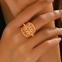 Геометрические полые латунные микропаве кубические цирконии регулируемые кольца для женщин&nbsp;GM7706-1