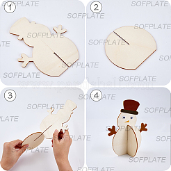 6 шт. рождественские незаконченные деревянные украшения в виде снеговика&nbsp;WOOD-SP0001-72
