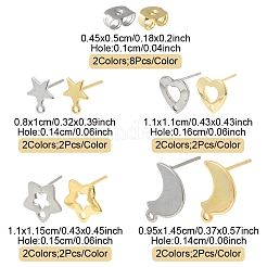 16 шт. 8 стиля фурнитуры для сережек-гвоздиков из нержавеющей стали 304&nbsp;STAS-FS0001-86