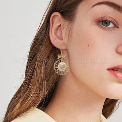 Экологически чистые цветочные железные подвески с подвесками&nbsp;EJEW-PH01401-05