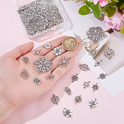 90 шт. 9 стиля тибетского стиля сплава цветочные звенья/соединители&nbsp;TIBE-ME0001-03