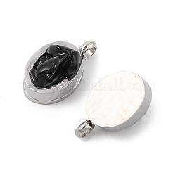 Овальные подвески из натурального смешанного драгоценного камня из нержавеющей стали 304&nbsp;KK-P300-10P