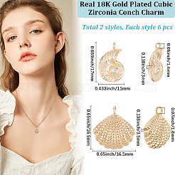 12шт 2 стиля латунные микропаве прозрачные подвески с кубическим цирконием&nbsp;KK-BBC0018-37