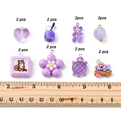 16шт 8 стиля непрозрачные подвески из смолы&nbsp;RESI-FP0001-30