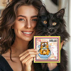 Трафареты для резки из углеродистой стали на тему котенка 1 шт.&nbsp;DIY-GL0003-212