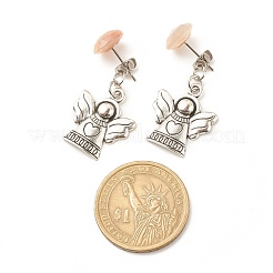 Натуральный драгоценный камень полукруглый с серьгами-гвоздиками из сплава&nbsp;EJEW-JE04947