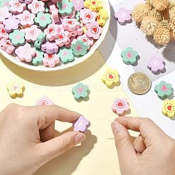 150шт 5 цвета окрашенные распылением деревянные бусины&nbsp;WOOD-CJ0001-81