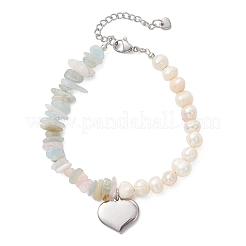 Браслеты с подвесками в виде сердца из нержавеющей стали 304&nbsp;BJEW-JB13361-02