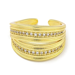 Открытые манжеты из латуни с микро-паве и кубическим цирконием для женщин RJEW-I104-15G