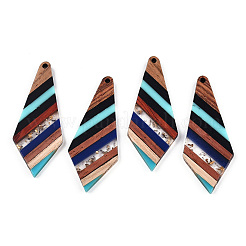 Большие подвески из прозрачной смолы и орехового дерева&nbsp;LS-RESI-TAC0017-48-A01