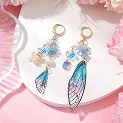 Серьги с застежкой-русалкой из натурального аквамарина&nbsp;EJEW-TA00591-02