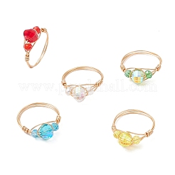 Стеклянные кольца для пальцев&nbsp;RJEW-JR00925-01