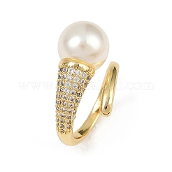 Манжеты из латуни с микро паве кубический цирконий для женщин&nbsp;RJEW-F186-01G