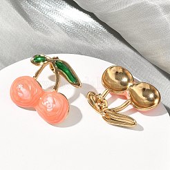 Серьги-гвоздики с эмалью из нержавеющей стали 304 вишни&nbsp;EJEW-B156-01G