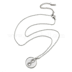 Плоские круглые ожерелья с подвеской в виде ракушки № 8 и кубического циркония&nbsp;LS-NJEW-D288-04P