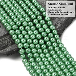 Круглые бусины из экологически чистого окрашенного стекла с жемчугом&nbsp;HY-A002-6mm-RB008