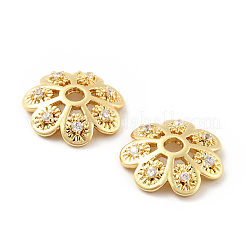 Колпачки для бусин из прозрачного кубического циркония из латуни&nbsp;KK-G425-05B-G