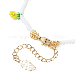 Браслеты с подвесками из стеклянного бисера в виде цветочных мотивов для женщин&nbsp;BJEW-MZ00306-02