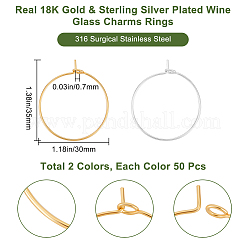 100 шт. 2 цвета 316 хирургическая нержавеющая сталь бокалы кольца подвески&nbsp;STAS-BBC0005-95B