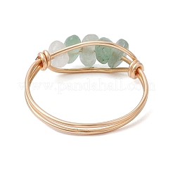 Кольца для женщин с натуральным зеленым авантюрином&nbsp;RJEW-JR00773