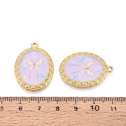 Овальная подвеска из нержавеющей стали 304 с винтажным принтом и подвесками в виде бабочек&nbsp;STAS-T071-29A-G