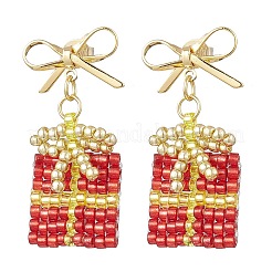 Серьги-гвоздики из стеклянных бусин ручной работы&nbsp;EJEW-MZ00545-01