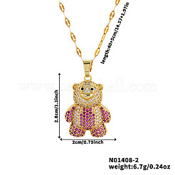 Милые латунные ожерелья с подвеской в виде медведя из микрофибры с кубическим цирконием для женщин&nbsp;LY6051-2