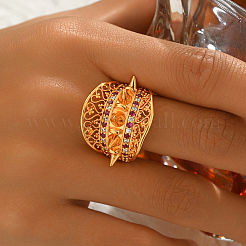 Геометрические полые латунные микропаве кубические цирконии регулируемые кольца для женщин&nbsp;GM7706-1