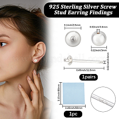 2 пара 925 сережек-гвоздиков из стерлингового серебра&nbsp;STER-BBC0008-31D