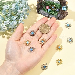 2 шт. 2-цветная латунь с синтетическими опаловыми цветочными звеньями/соединителями&nbsp;KK-YW0004-45