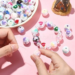 100 шт. двухцветные непрозрачные акриловые бусины с УФ-покрытием&nbsp;OACR-CJ0001-34