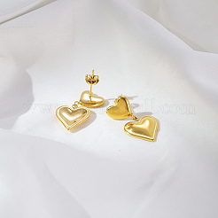 Простые серьги-гвоздики из нержавеющей стали в форме сердца&nbsp;WJ2293-2