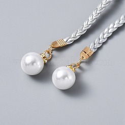 Плетеные ремни из искусственной кожи с искусственным жемчугом&nbsp;AJEW-WH0258-403E