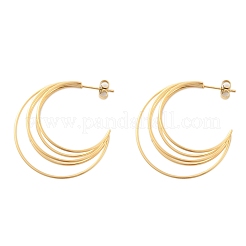 Многослойные серьги-гвоздики в форме буквы С из нержавеющей стали марки 304&nbsp;EJEW-Z098-28G