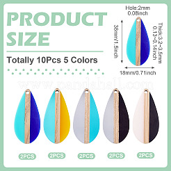 10 шт. подвески из прозрачной и непрозрачной смолы и дерева 5 цветов&nbsp;RESI-TA0004-65