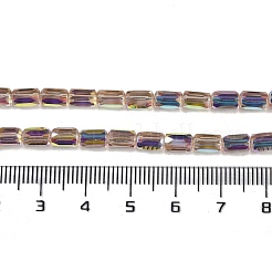 Нити из гальванически покрытых стеклянных бусин в форме шеврона&nbsp;GLAA-Q101-02A-AB09