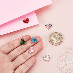 6 шт. 6-х цветные латунные подвески в форме сердца с кубическим цирконием&nbsp;KK-GA0002-32