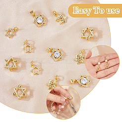 12 шт. 4 стиля звездочки латунные микро паве прозрачные кубические цирконии подвески&nbsp;KK-HS0015-03