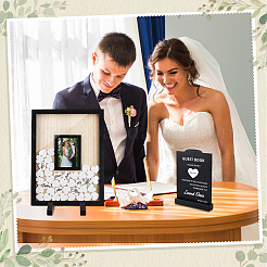 Прямоугольная деревянная свадебная гостевая книга&nbsp;ODIS-WH0043-231