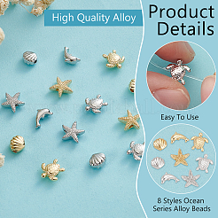 16шт 8 стиля латунные бусины&nbsp;KK-PH0010-77