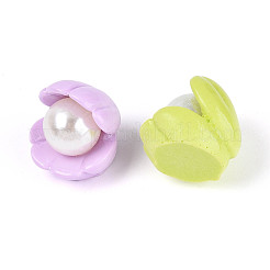 Кабошоны в форме ракушки из непрозрачной смолы и искусственного жемчуга&nbsp;CRES-T025-46M