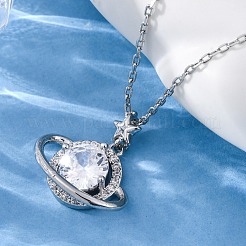 Латунные микропаве кубические цирконии звездные подвески ожерелья для женщин&nbsp;NJEW-S447-01P