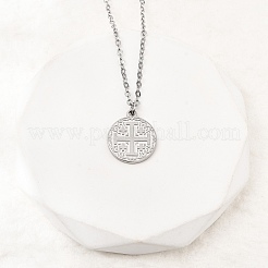 Подвески-медали с иерусалимским крестом из нержавеющей стали 304&nbsp;LS-NJEW-D349-01P