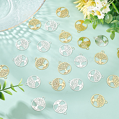 40 шт. двухцветные латунные филигранные подвески&nbsp;KK-DC0002-08