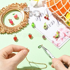 10 шт. 10 стили подвесок из эмали с изображением фруктов из латуни&nbsp;KK-CJ0004-02