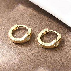 Серьги-кольца из латуни с прозрачным фианитом и прозрачным фианитом&nbsp;EJEW-D348-21G