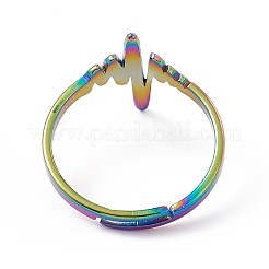 Ионное покрытие (ip) 201 нержавеющая сталь сердцебиение регулируемое кольцо для женщин&nbsp;RJEW-K238-02M