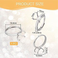 1 шт регулируемые кольца для пальцев из стерлингового серебра с родиевым покрытием&nbsp;STER-BC0002-02P