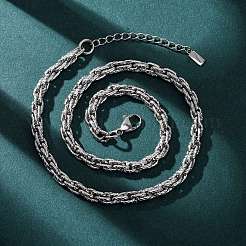 Ожерелья из текстурированной веревочной цепи из нержавеющей стали 304 толщиной 6.5 мм&nbsp;NJEW-T016-17P