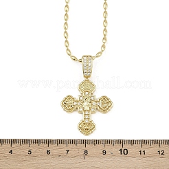 Женские ожерелья с подвеской-крестом из латуни с микропаве из прозрачных кубических цирконий&nbsp;NJEW-K298-02B-G